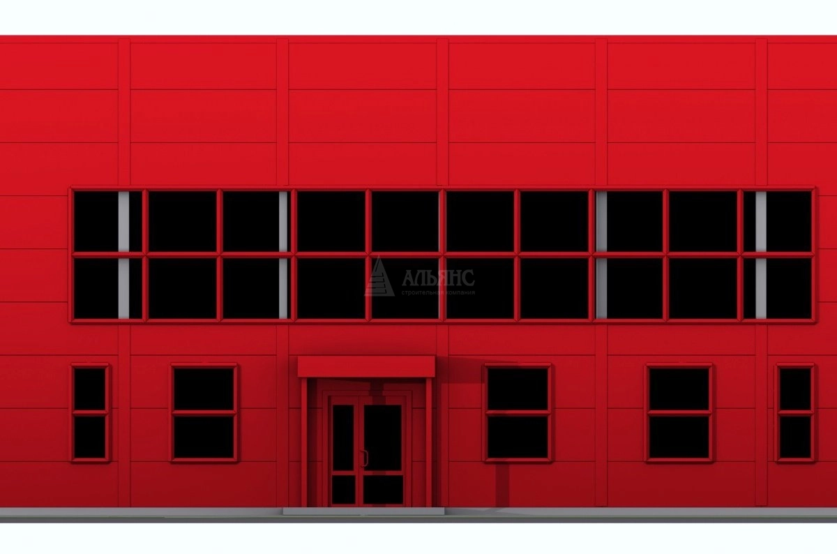 3D визуализация Производственное здание с АБК из сэндвич-панелей - фото 5
